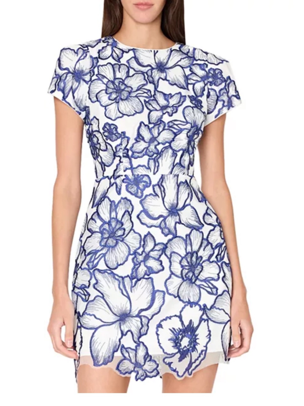 NWOT Milly Lace White & Navy Floral Print Kyla Dress